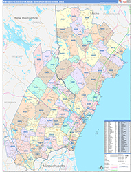Portsmouth-Rochester Metro Area Wall Map Color Cast Style 2026